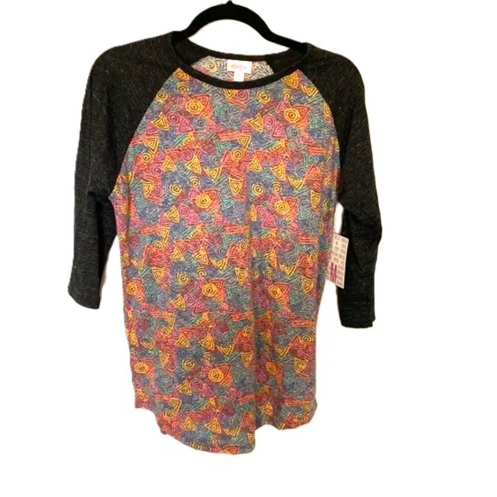 LuLaRoe Randy Size Medium Baseball Tunic Top T-shirt Multicolored Geometric